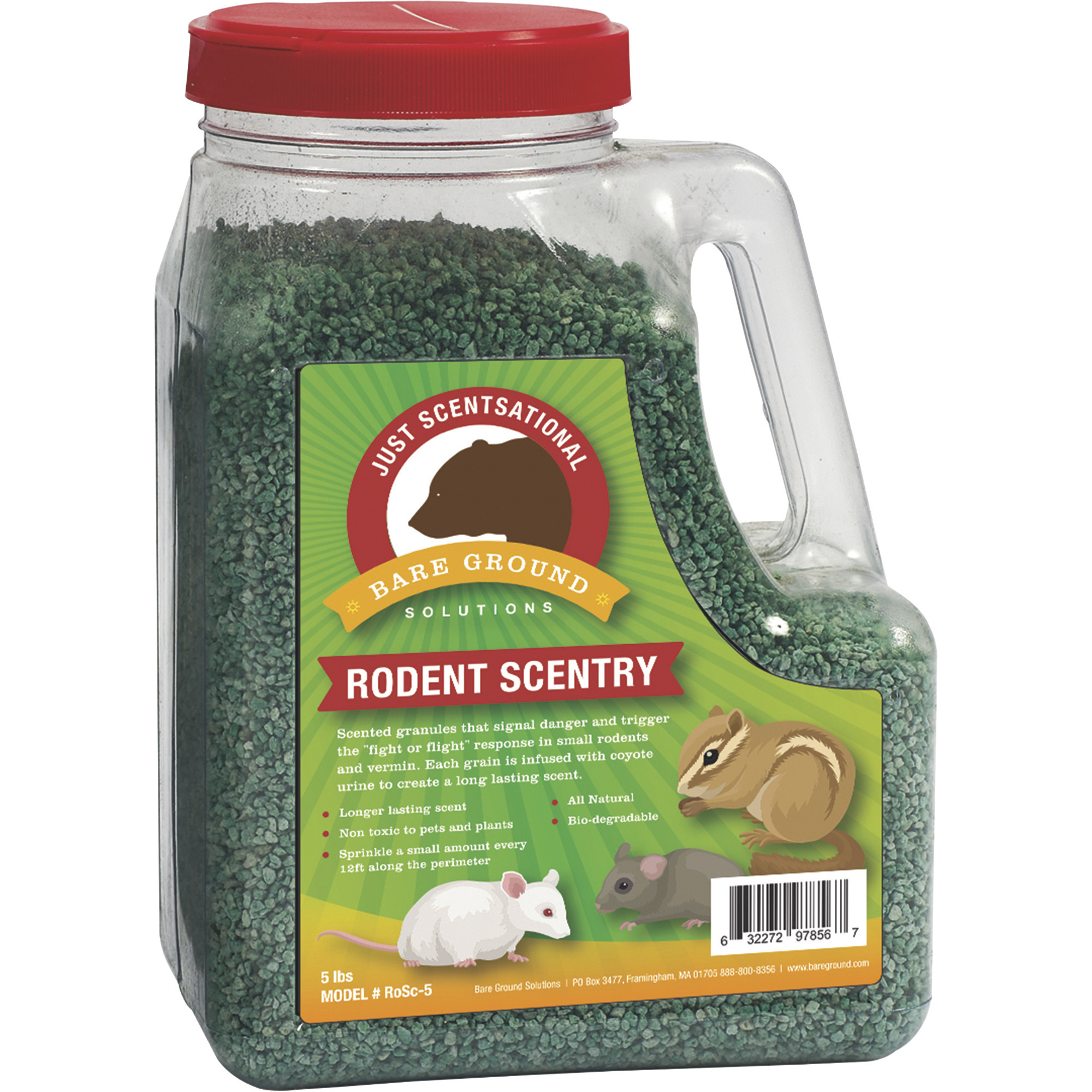 Bare Ground Just Sensational Rodent Sentry Fox Urine Predator Scent, 4-Lb. Shaker Jug of Infused Granules, Model# RoSc-5